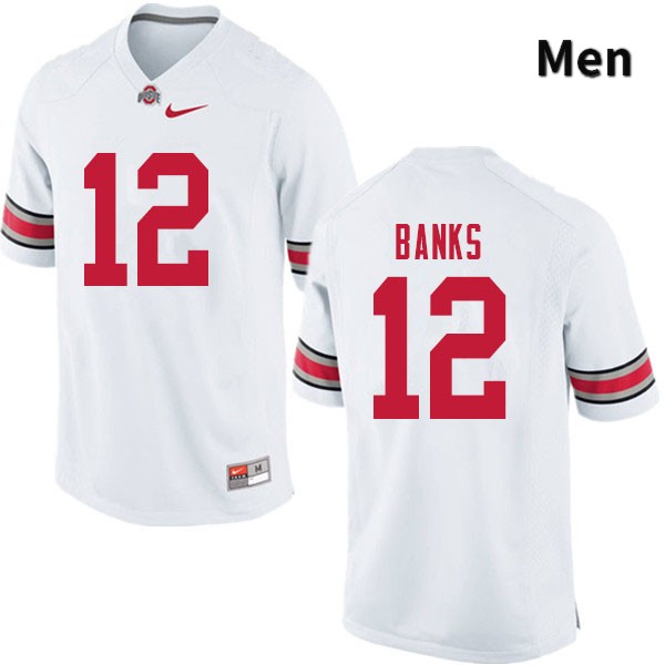 Ohio State Buckeyes Sevyn Banks Men's #12 White Authentic Stitched College Football Jersey